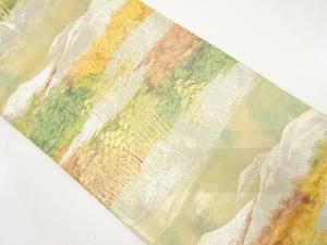 アンティーク　風景模様織り出し袋帯（着用可）